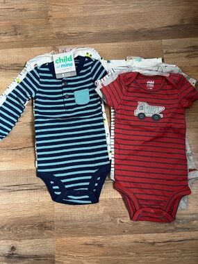 New child of mine carters 6pc bodysuit long sleeve short sleeve baby boy 6-9m